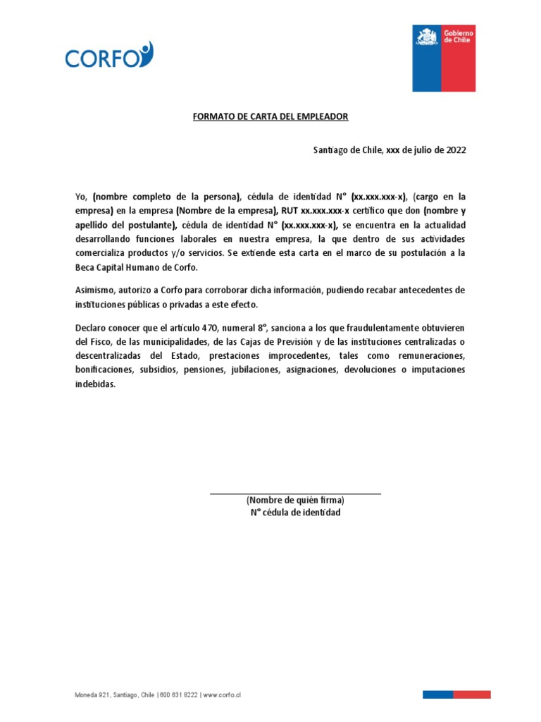 Formato Carta del empleador PDF