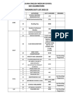 MOULANA ENGLISH MEDIUM SCHOOL DAY CELEBRATIONS TEACHERS DUTY LIST 2022-23