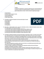 Lista de exercícios história Petrópolis