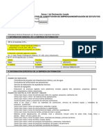 Anexo 1 de Declaración Jurada Ficha de Solicitud de Constitución de Empresas/Modificación de Estatutos