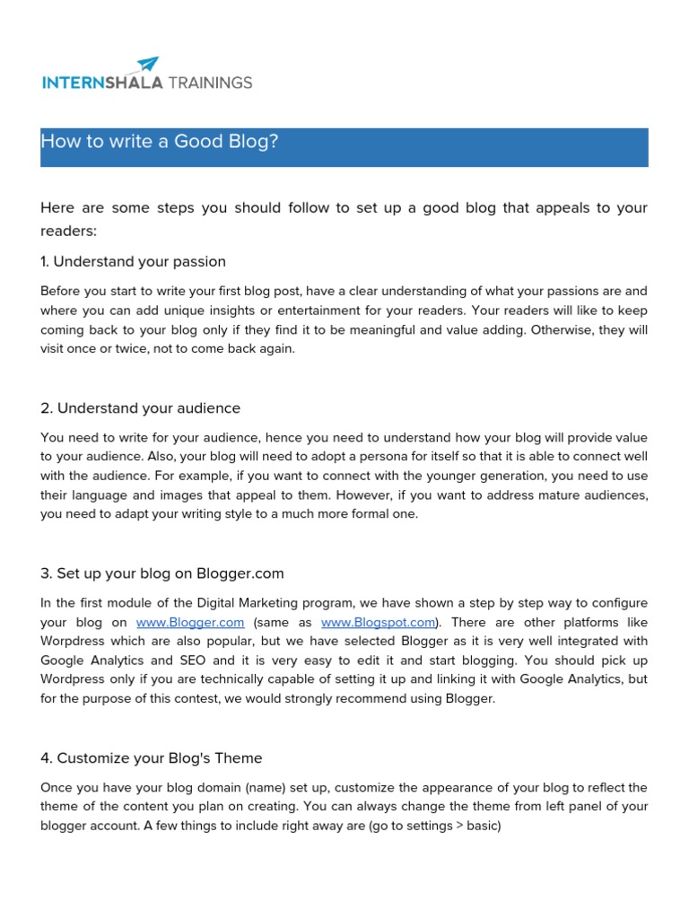 How To Write A Blog Pdf Blog Search Engine Optimization