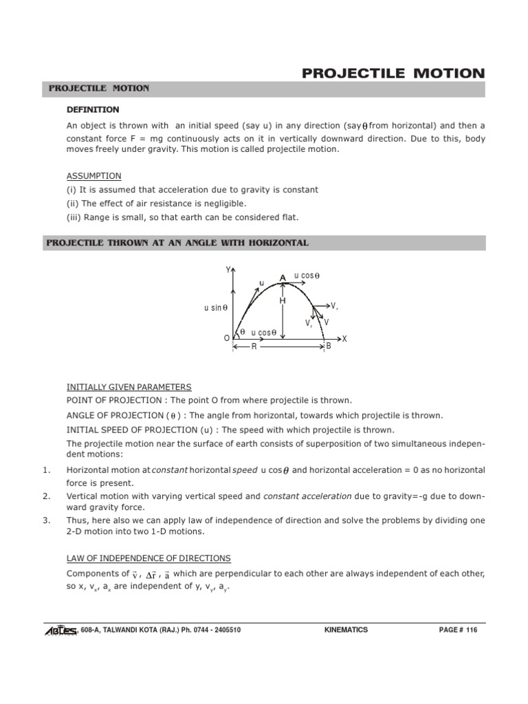 Projectile Motion Trajectory Acceleration