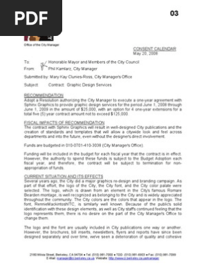 2008-05-20 Item 03 Contract Graphic Design Services