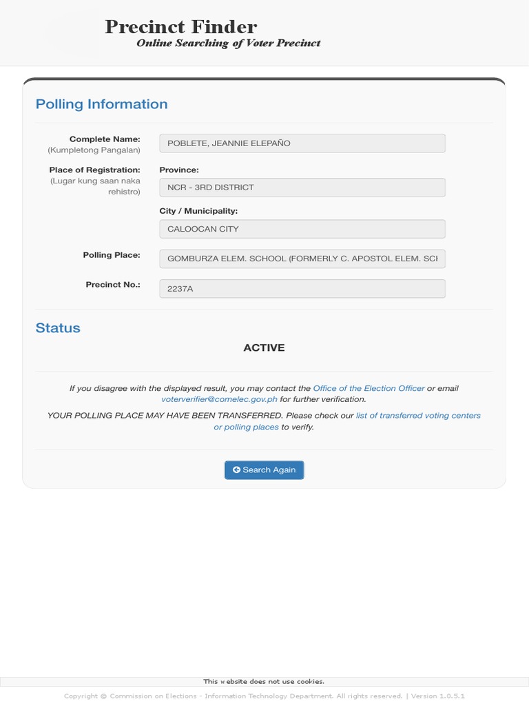 Precinct Finder Version 1.0.2.1 Free
