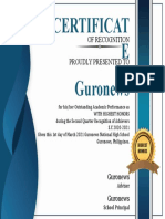 Certificat E Guronews: of Recognition Proudly Presented To