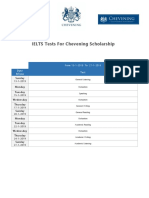 IELTS Tests For Chevening Scholarship: Date &time Test