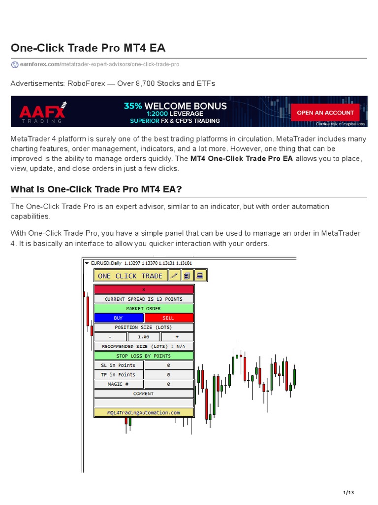 One Click Trade Pro Mt4 Ea Pdf Order Exchange Option Finance