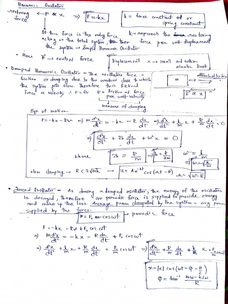 Harmonic Oscillator PDF Mechanics Physical Quantities