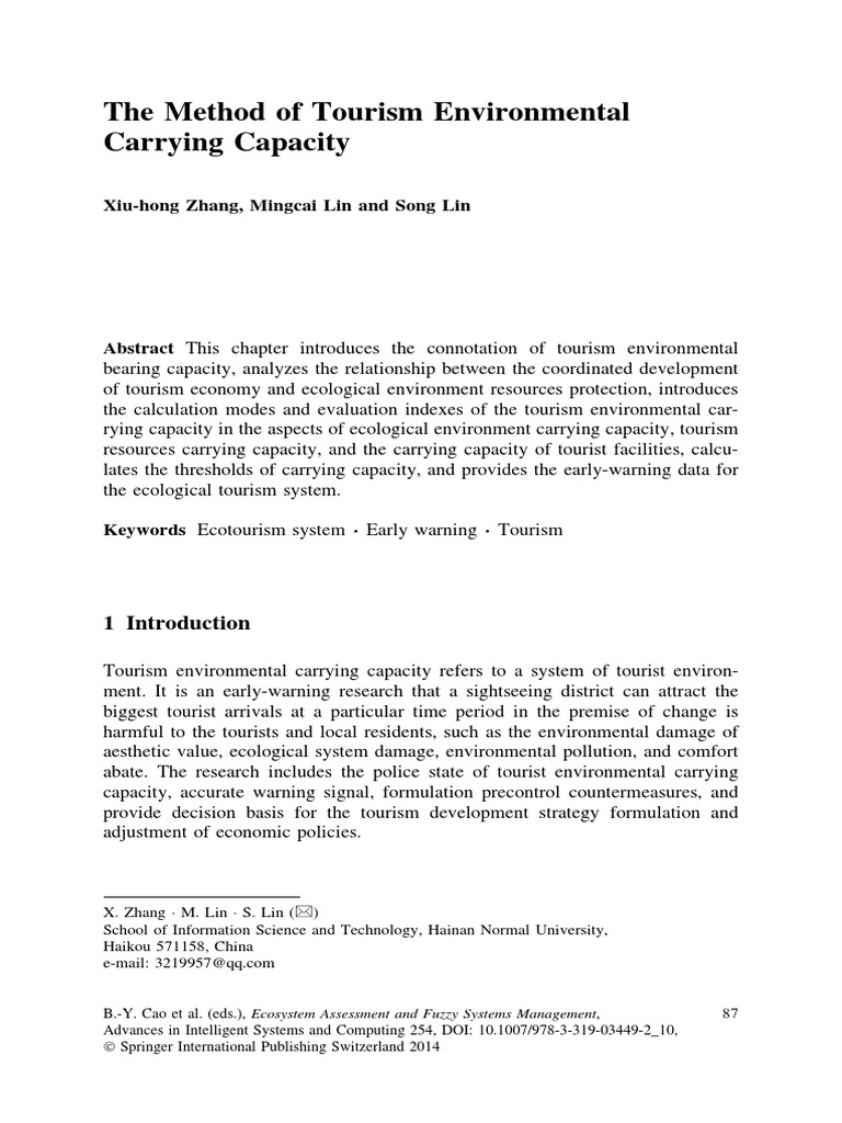 Tourism Environmental Carrying Capacity Analysis | PDF | Sustainability ...