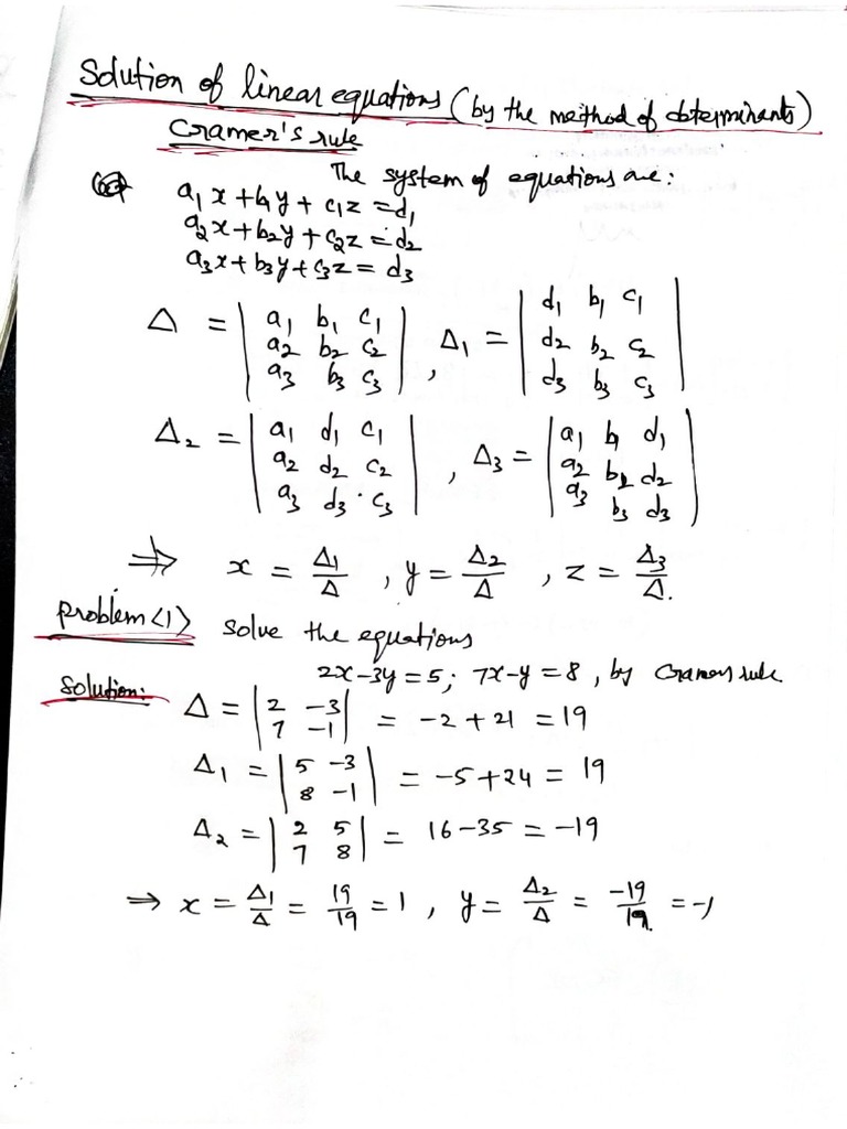 Linear Algebra Cramer's Rule PDF