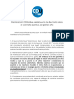 Declaración CDU Sobre La Respuesta de Rectoría Sobre El Contrato Alumnos de Primer Año