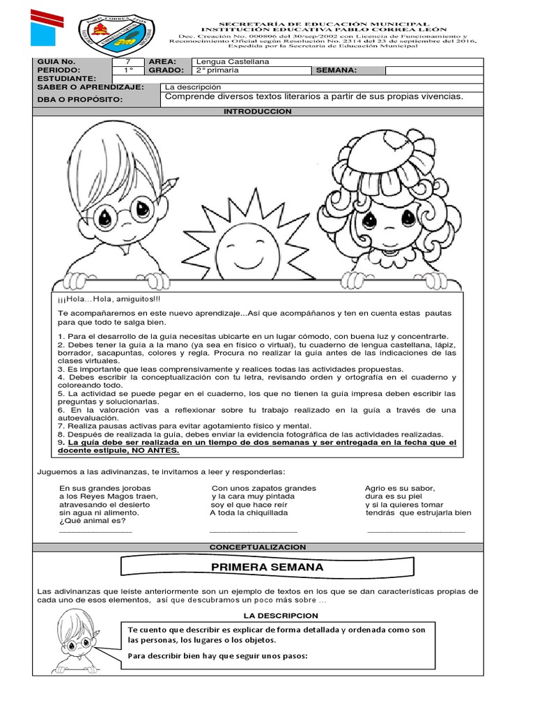 Guía de Descripción para 2° Primaria | PDF | Artes del Lenguaje y ...