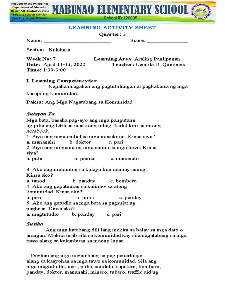 Las Esp 3RD Quarter | PDF