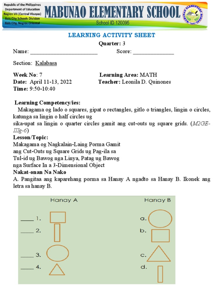 Las Math 3RD Quarter | PDF