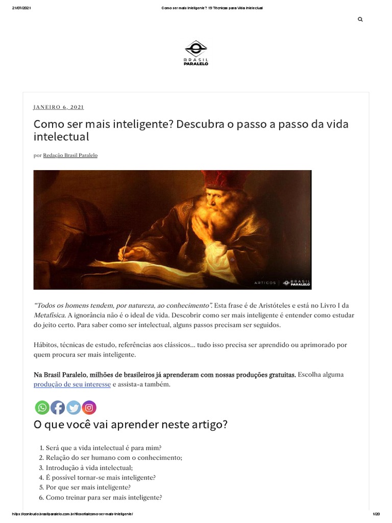 19 Técnicas para Aumentar a Inteligência | PDF | Intelectual | Conhecimento