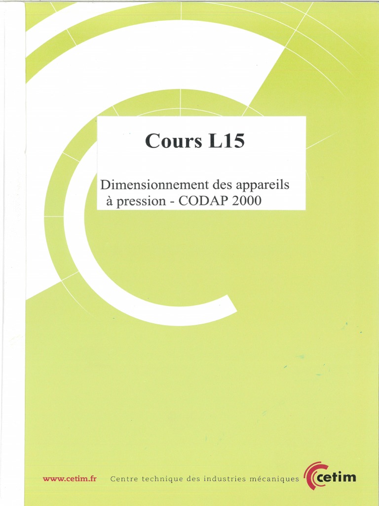 Cetim Cours L15 Dimensionnement Des Appareils À Pression - CODAP 2000 | PDF