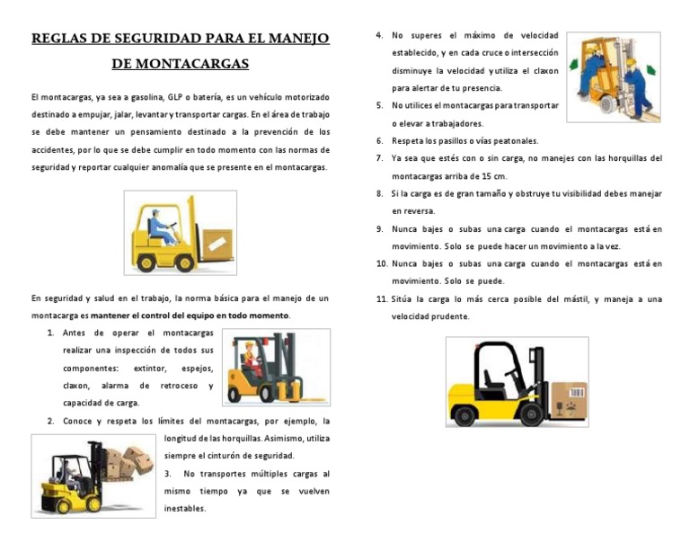 Reglas de Seguridad para El Manejo Del Montacargas | PDF | Máquina ...