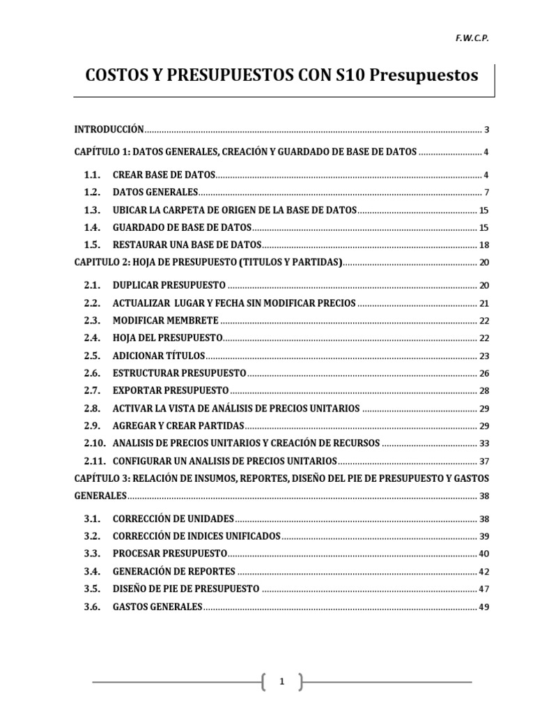 Guia Costos y Presupuestos Con S10 | PDF | Presupuesto | Ventana ...