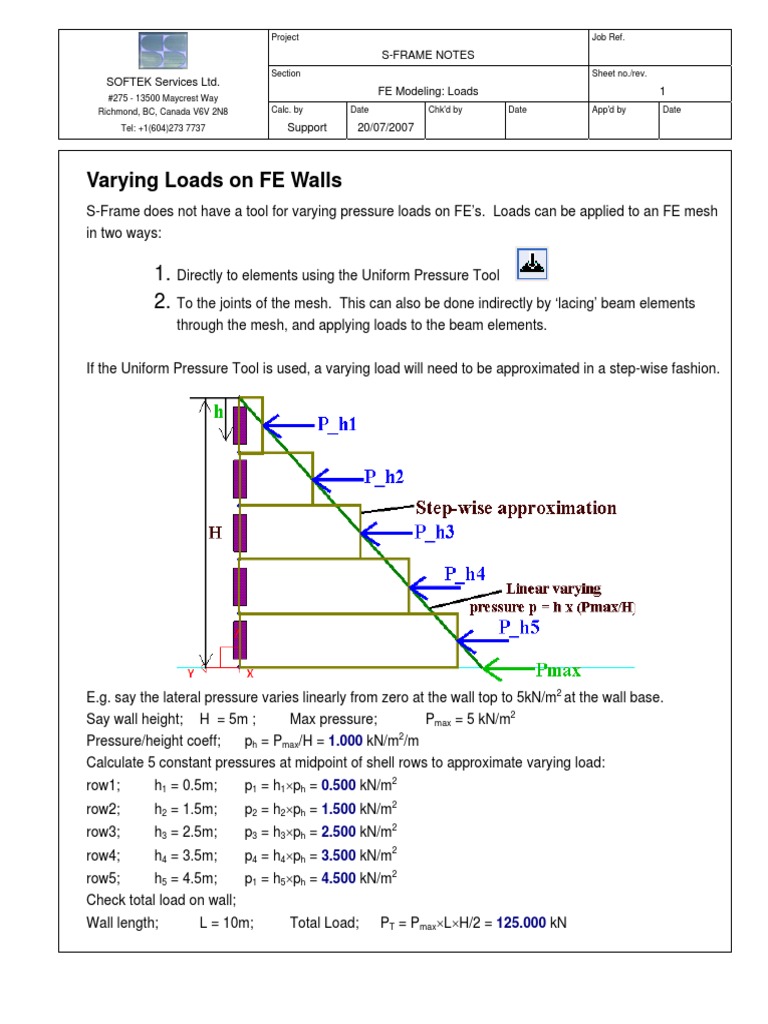S FRAME Varying Loads On FE Walls | PDF | Structural Engineering ...