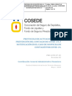 Protocolo de Actuación para La Prevención Del Contagio de Covid 19 y Notificación en El Caso de Sospecha de Contagio Por Covid