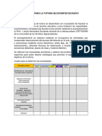 Plan de Trabajo para La Tutoria de Docentes de Nuevo Ingreso