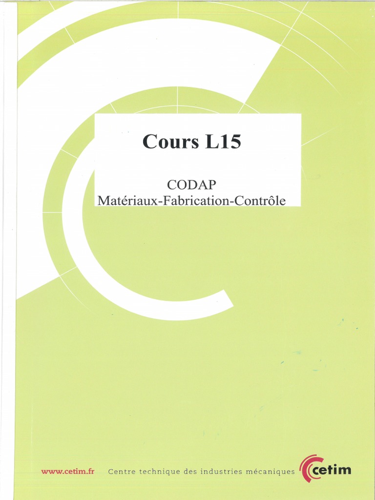 CETIM CODAP Cours L15 Matériaux-Fabrication-Contrôle | PDF