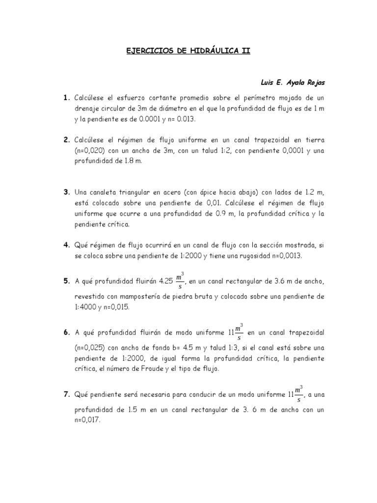 Image Result For Ejercicios De Hidrulica Ii C Es Pdf Agua Y El Medio Scribd