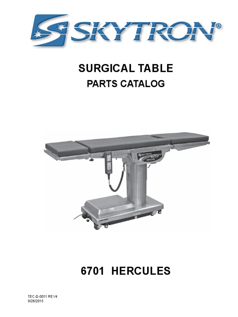 Surgical Table: Parts Catalog | PDF | Screw | Tools