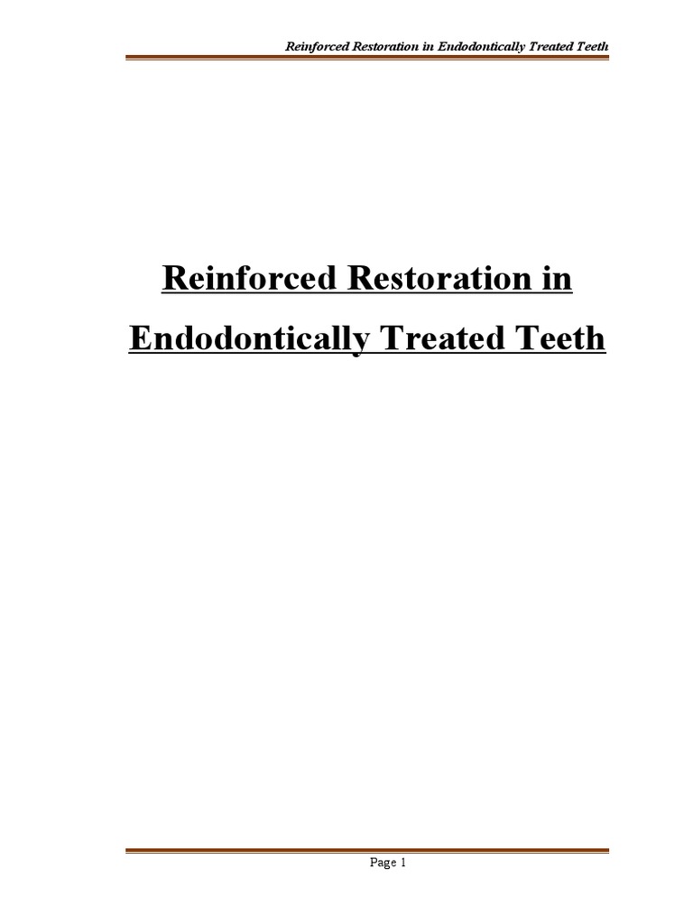 Endodontic Tooth Restoration Guide | PDF | Human Tooth | Tooth