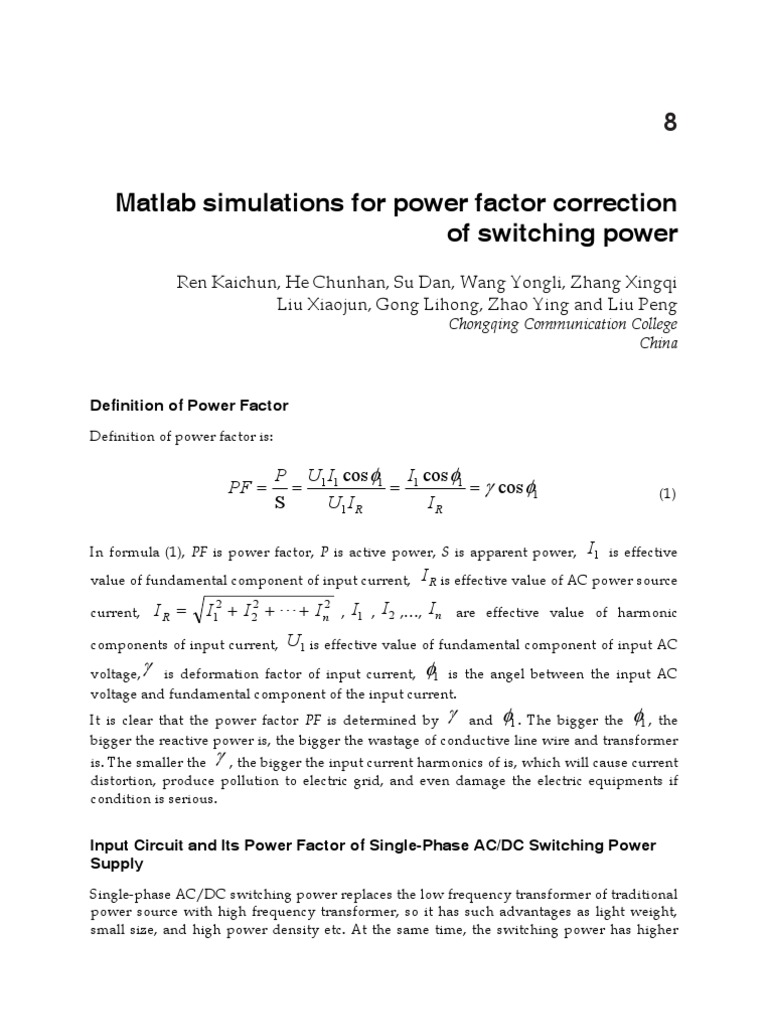 Power Factor Correction in MATLAB Simulations | PDF | Rectifier ...