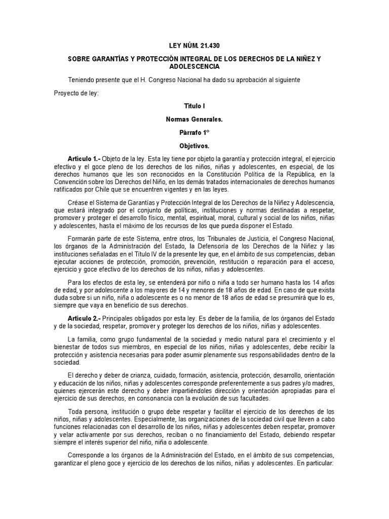 Sobre Garantías y Protección Integral de Los Derechos de La Niñez y ...