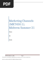 Marketing Channels (MKT450.1) Midterm Summer 21: Name