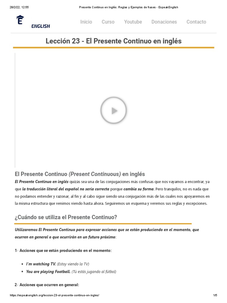 23 Presente Continuo en Inglés - Reglas y Ejemplos de Frases ...
