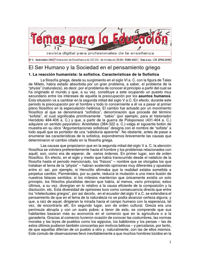 El Ser Humano y La Sociedad en El Pensamiento Griego | PDF | Platón ...