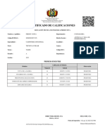 Certificado de Calificaciones: Freddy Huiza Cochabamba Ayopaya (C. Villa de Independencia) Carpintería Industrial Kami