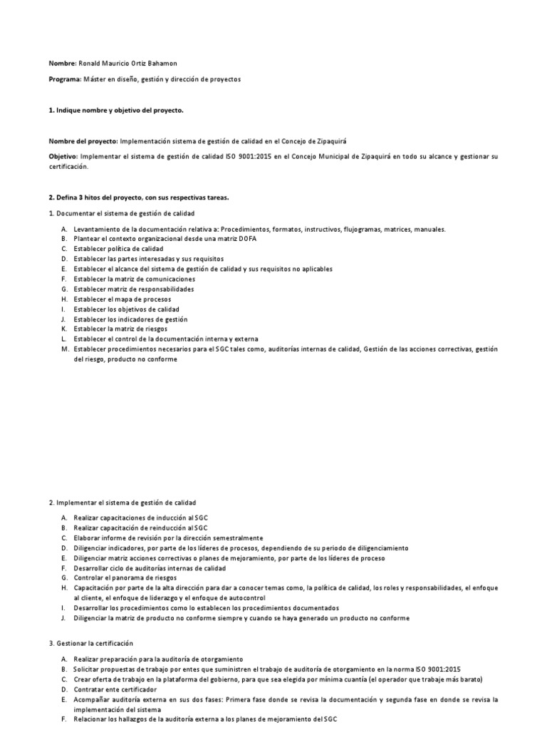 Implementación SGC ISO 9001 Zipaquirá | PDF | Sistema de manejo de ...