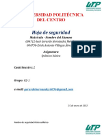 Hoja de Seguridad Sobre Un Reactivo (26 de Enero)