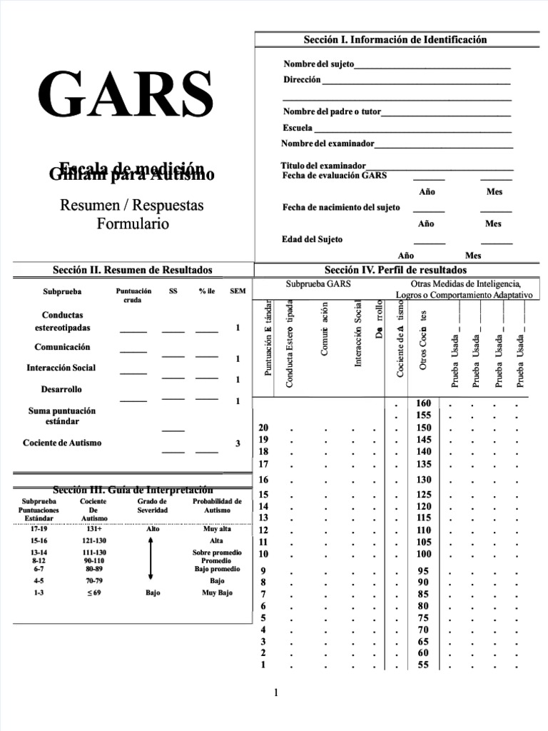 PDF Gars Gilliam Autism Rating Scale DL | Descargar gratis PDF ...
