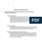 Analysis of Related Research: Research Title: Impacts of Roadway Condition, Traffic and Manmade Features On Road Safety