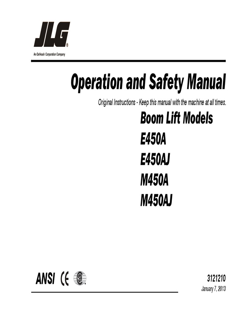 JLG 450aj Manual PDF Wound Elevator