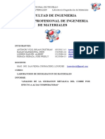 Lab 1. ANALISIS DE LA OXIDACION METALICA DEL COBRE POR EFECTO A ALTAS TEMPERATURAS