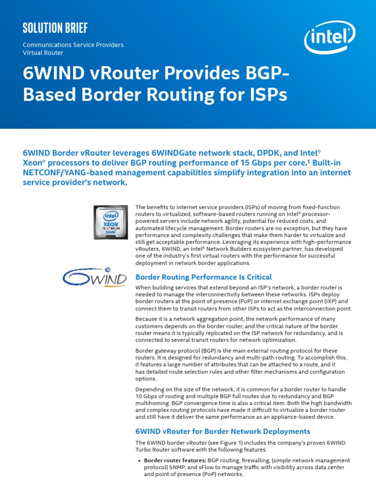 6wind Vrouter Provides Bgp Based Border Routing For Isps Solution