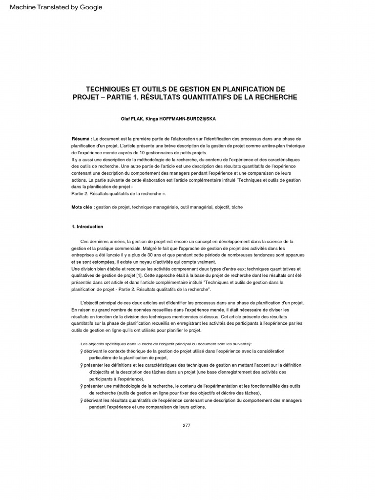 Outils et techniques de planification projet | PDF | Gestion de projet ...