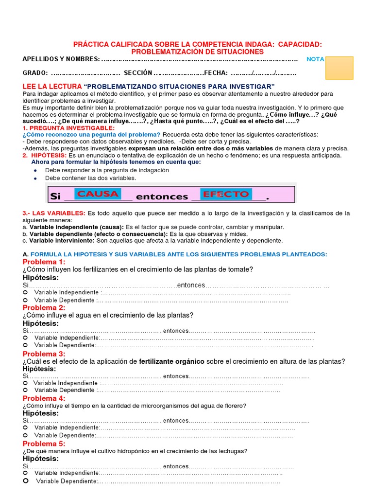 Práctica Calificada #01 | PDF | Hipótesis | Método científico