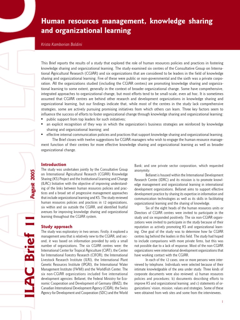 CGIAR HR Strategies for Knowledge Sharing | PDF | Competence (Human ...
