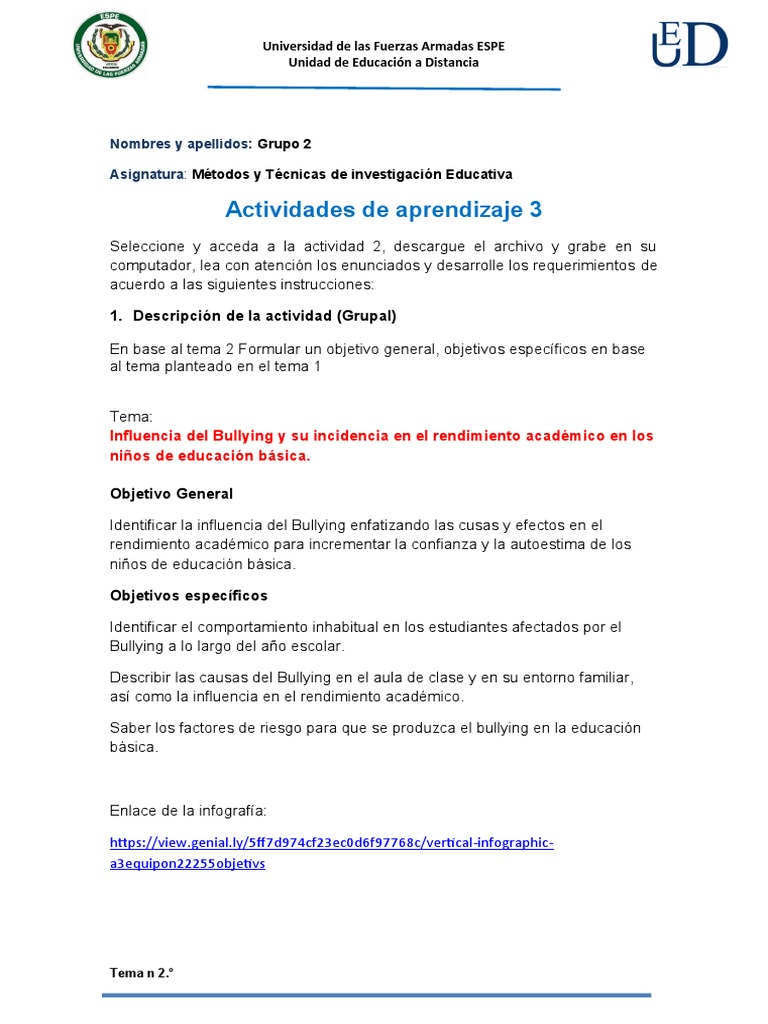 Actividades de Aprendizaje 3: 1. Descripción de La Actividad (Grupal ...