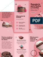 Folleto Repostería Dulces Pasteles para Eventos y Fiestas Formas Orgánicas Rosa