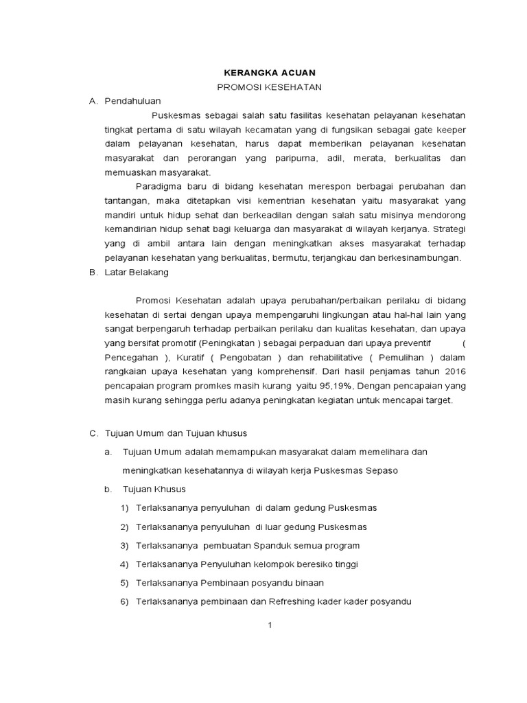 Kak Pelatihan Kader Kesehatan Pdf