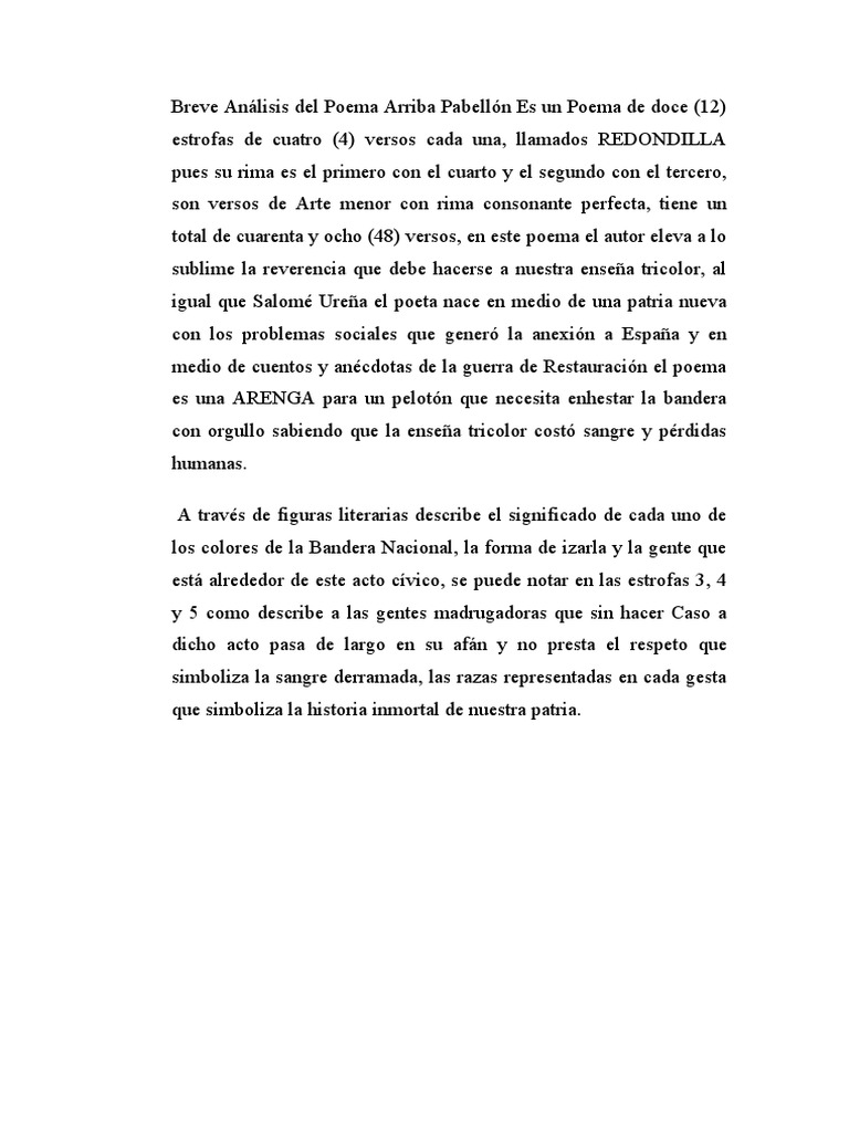 Breve Análisis Del Poema Arriba Pabellón Es Un Poema de Doce PDF