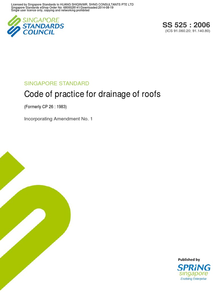 SS 525 2006 Roof Drainage Code | PDF | Drainage Basin | Corrosion